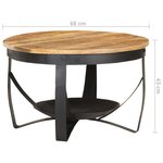 vidaXL Table basse Ø68x43 cm Bois de manguier brut