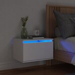vidaXL Table de chevet murale avec lumières LED blanc