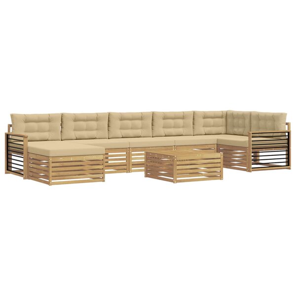 vidaXL Ensemble de canapés d'extérieur 8 pc Blanc et Beige
