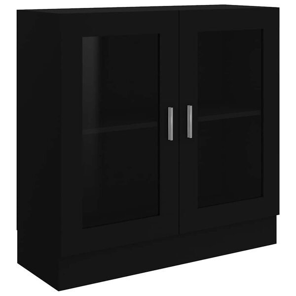 vidaXL Armoire à vitrine noir 82 5x30 5x80 cm Bois d'ingénierie