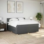 vidaXL Sommier à lattes de lit avec matelas Gris foncé 200x200cm Tissu