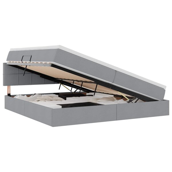 vidaXL Lit avec rangement et matelas Gris clair 200 x 200 cm Velours