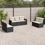 vidaXL Salon de jardin 7 Pièces avec coussins noir résine tressée