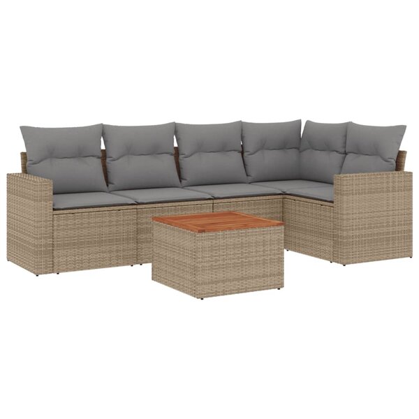 vidaXL Salon de jardin avec coussins 6 Pièces beige résine tressée