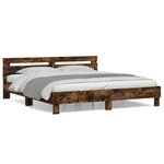 vidaXL Cadre de lit avec tête de lit chêne fumé 180x200 cm