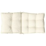 vidaXL Coussins de chaise à dossier bas lot de 2 crème tissu oxford