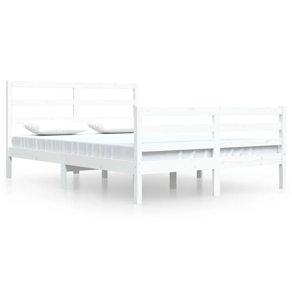 vidaXL Cadre de lit Blanc Bois de pin massif 160x200 cm