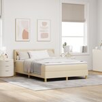 vidaXL Lit à ressort avec matelas crème  140 x 190 cm  tissu