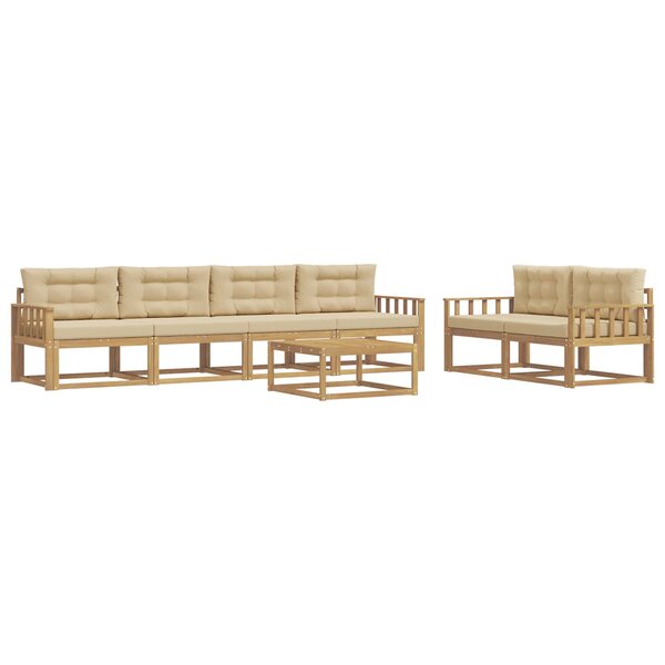 vidaXL Ensemble de canapés d'extérieur 6 pc Blanc et Beige