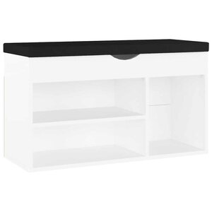 vidaXL Banc à chaussures avec coussin Blanc Bois d'ingénierie