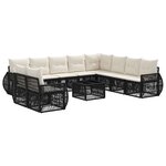 vidaXL Ensemble de canapé de jardin 11 Pièces Noir et blanc crème