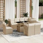 vidaXL Salon de jardin avec coussins 9 Pièces beige résine tressée