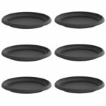 vidaXL Plateau à fleurs rond 6 Pièces Noir Ø 14 x 2 cm Plastique