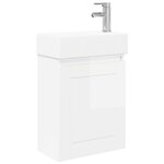 vidaXL Meuble de salle de bain avec robinet Blanc brillant