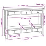 vidaXL Table console Naturel 115 x 32 x 76 cm Bois de Mahogany Massif