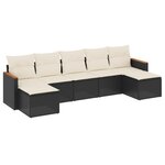 vidaXL Salon de jardin 7 Pièces avec coussins noir résine tressée
