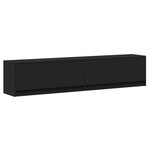 vidaXL Meuble TV mural avec LED noir 180x31x38 cm