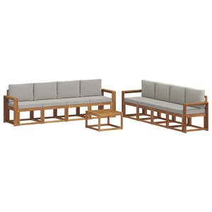 vidaXL Ensemble de canapés d'extérieur 9 pc Gris Naturel et Clair