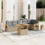 vidaXL Salon de jardin avec coussins 7 Pièces beige résine tressée