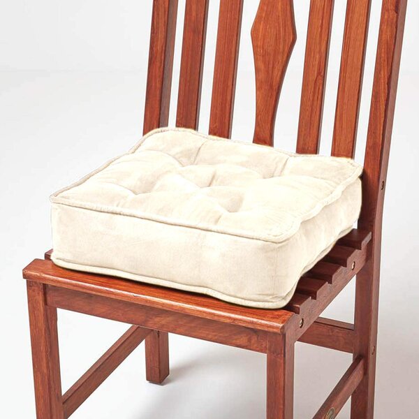 Galette de chaise coussin rehausseur en suédine Crème  40 x 40 x 10 cm - HOMESCAPES