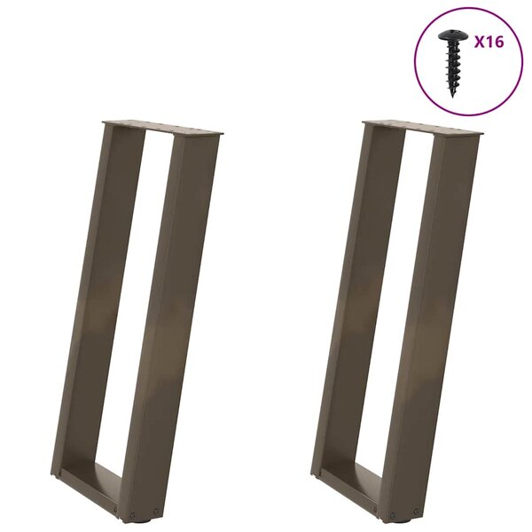 vidaXL Pieds de table console en U  2 pièces  acier naturel  38 x (72-73) cm