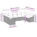 vidaXL Ensemble de canapé de jardin 9 pièces avec coussins en rattan poly gris clair