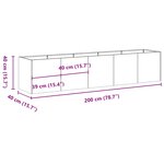 vidaXL Jardinière rouillé 200x40x40 cm acier inoxydable