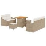 vidaXL Ensemble de canapé de jardin avec coussin 8 Pièces Beige polyrotin