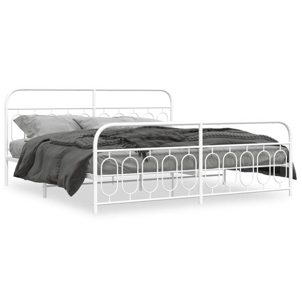 vidaXL Cadre de lit métal sans matelas et pied de lit blanc 200x200 cm