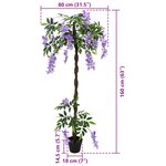 vidaXL Arbre à fleurs en haricot artificiel Pourpre 80 x 18 x 160 cm