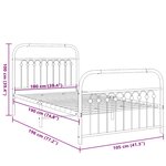 vidaXL Cadre de lit métal sans matelas et pied de lit blanc 100x190 cm