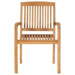 vidaXL Chaises de jardin empilables avec coussins lot de 4 Teck solide