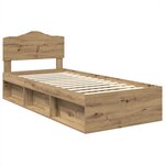 vidaXL Cadre de lit Chêne artisan 90 x 190 cm Bois de pin massif