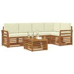 vidaXL Ensemble de canapés d'extérieur 6 pc Naturel et Crème Polyester