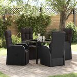 vidaXL Ensemble de salle à manger pour jardin 5 Pièces Noir polyrotin