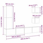 vidaXL Ensemble de meubles TV 6 Pièces Chêne noir 160 x 30 x 30.5 cm
