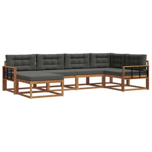 vidaXL Ensemble de canapés d'extérieur 6 pc Naturel et Anthracite