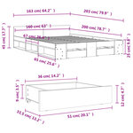 vidaXL Cadre de lit avec tiroirs sans matelas gris béton 160x200 cm