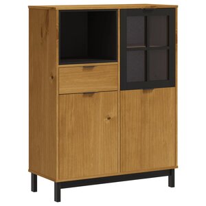 vidaXL Buffet avec porte vitrée FLAM 92x40x122 5 cm bois massif de pin