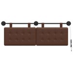 vidaXL Tête de lit suspendue Avec lumière LED Marron Simili cuir