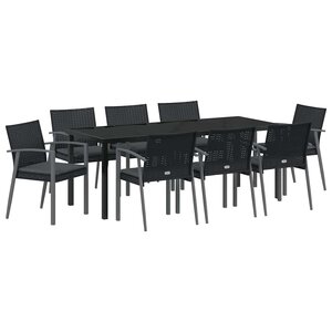 vidaXL Ensemble de salle à manger pour jardin 9 Pièces Noir et gris