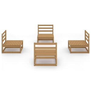 Salon de jardin meuble d'extérieur ensemble de mobilier 4 pièces marron miel bois de pin massif 02_0016258