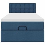 vidaXL Cadre de lit ottoman avec matelas bleu 90x190 cm tissu