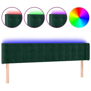 vidaXL Tête de lit à LED Vert foncé 163x16x78/88 cm Velours