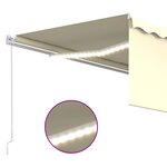 vidaXL Auvent manuel rétractable avec store et LED 4 5x3 m Crème