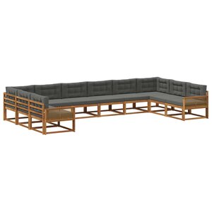 vidaXL Ensemble de canapés d'extérieur 10 pc Naturel et Anthracite