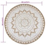 vidaXL Tapis de sol Jute tressée imprimée 180 cm Rond