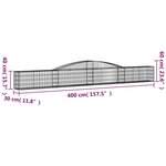 vidaXL Paniers à gabions arqués 9 Pièces 400x30x40/60 cm Fer galvanisé