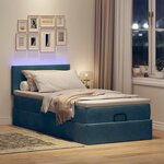 vidaXL Cadre de lit ottoman avec matelas bleu foncé 90x190 cm velours