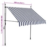 vidaXL Auvent manuel rétractable avec LED 200 cm Bleu et blanc
